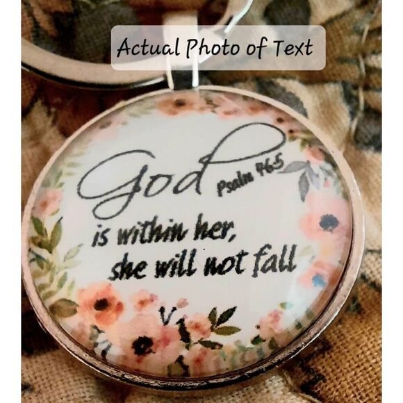 God is Within Her Keychain - Faith Religious Keychain - Picture 5 of 5